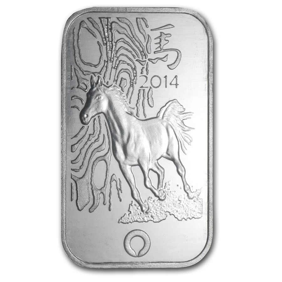1 oz .999 Fine Silver Bar - Rand Refinery 2014 Year of the Horse (New)