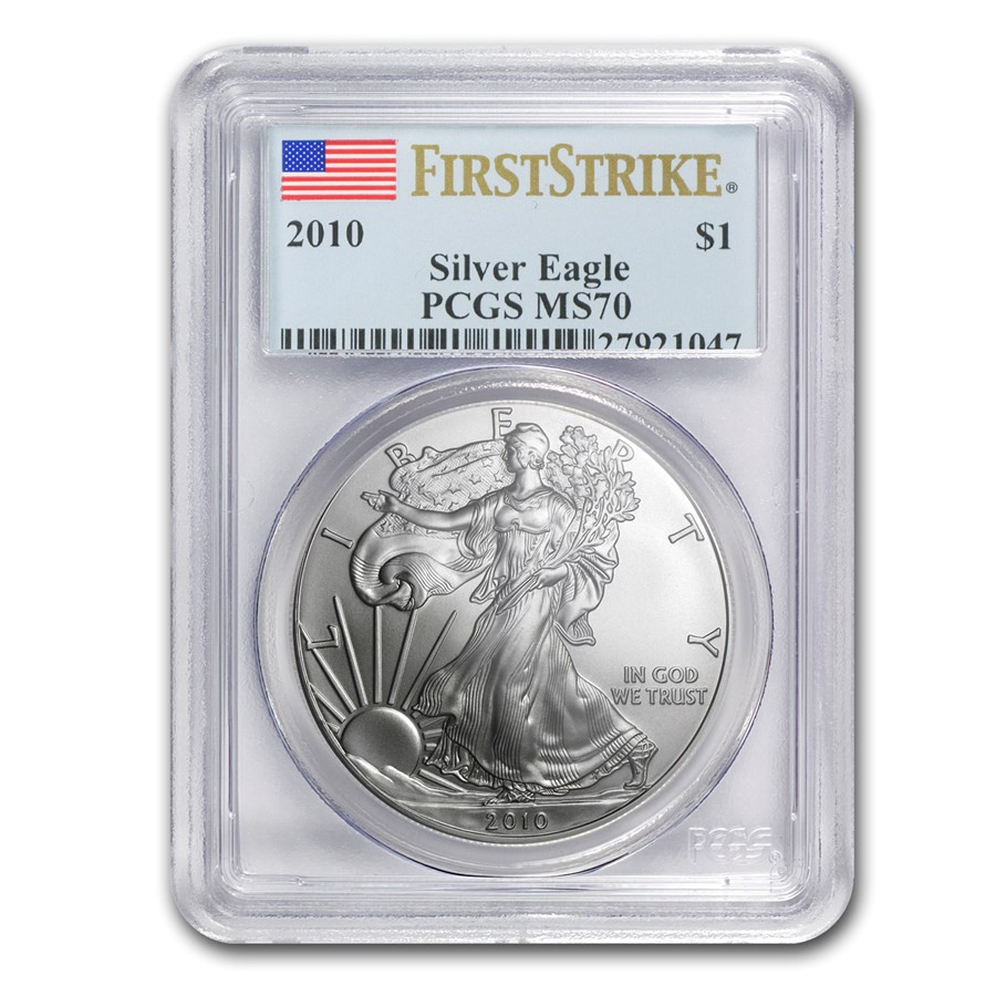 【最高鑑定】　2010　　シルバーイーグル　MS70 ＊9 1 oz .999 Fine Silver Coin - 2010 American Silver Eagle MS-70 PCGS