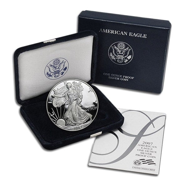 1 oz .999 Fine Silver Coin - 2007 Proof Silver American Silver Eagle