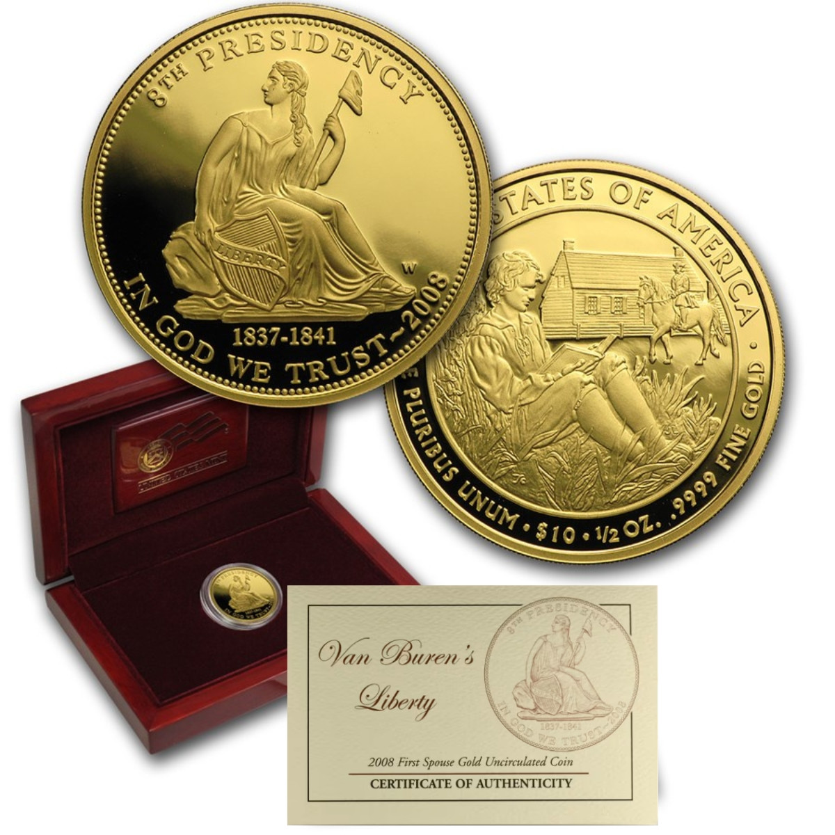 1/2 oz .9999 Fine Gold - US Mint - 2008 1/2 oz Gold Van Buren's