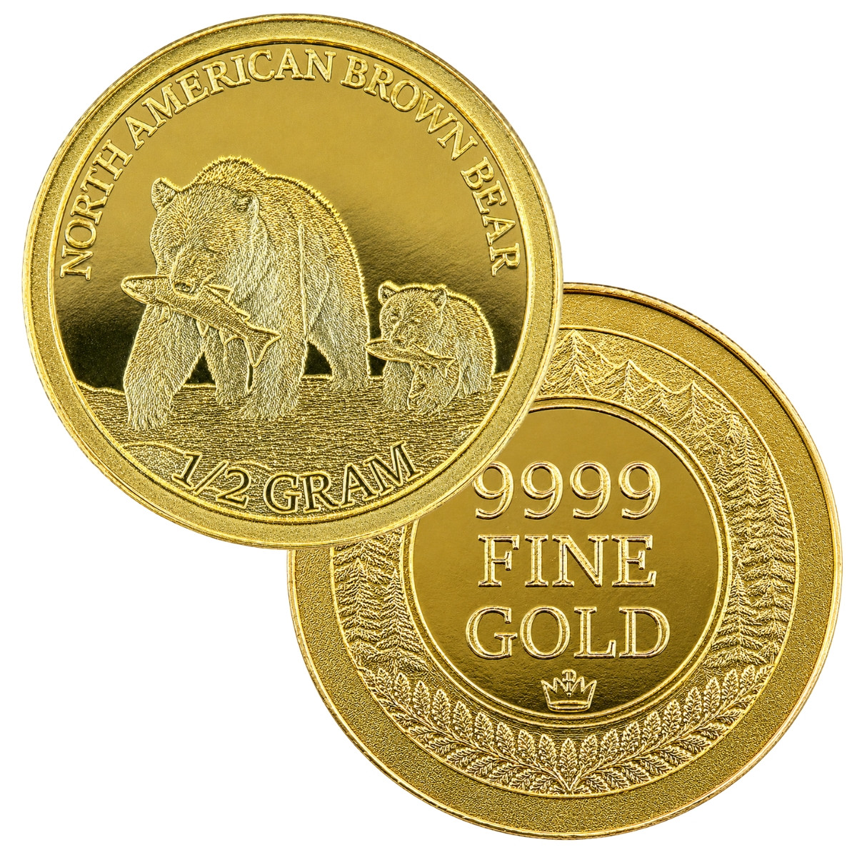 1/2 Gram .9999 Fine Gold Round - North American Brown Bear (Sealed