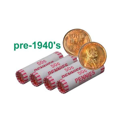Wheat Cents - Pre-1940's - (Roll of 50 Coins) Lincoln