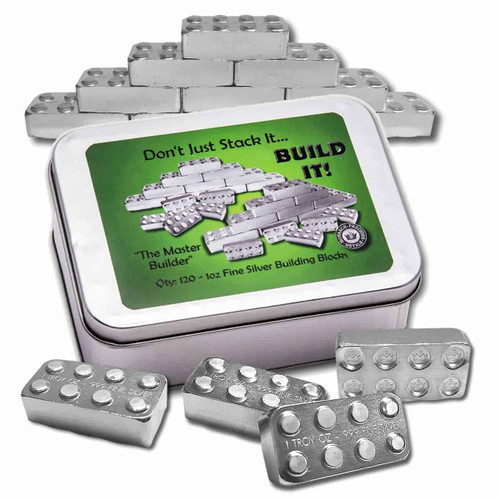 12 oz .999 Fine Silver - Qty 12 - 1oz Building Block Bars - The