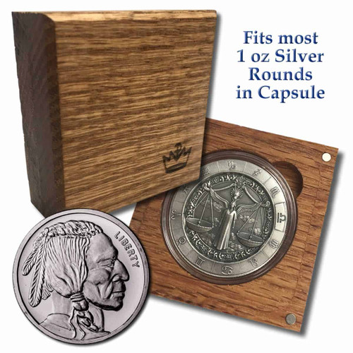 New Solid Wood Display Gift Box for 1 oz Silver 39mm Rounds