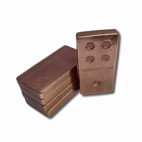Solid Copper Domino Game Double Six Set - Traditional Viking Design Stacked