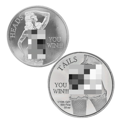 1/10 oz .999 Fine Silver Round - Adult Novelty - Heads and Tails Both Sides Censored