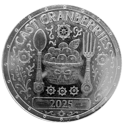 1/10 oz .999 Fine Silver Round - Monarch Cast Cranberries - Front