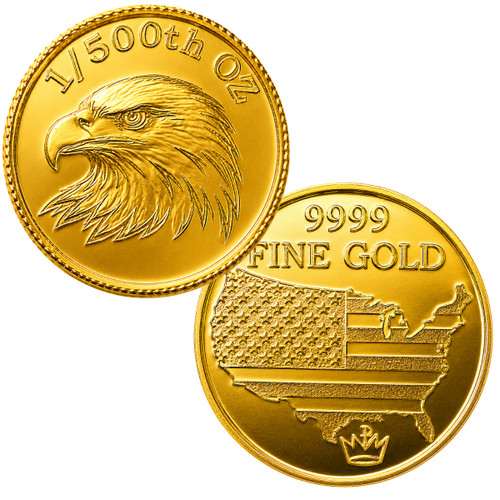 1/500 oz .9999 Fine Gold Round - Monarch - Eagle Head (Sealed in Capsule)