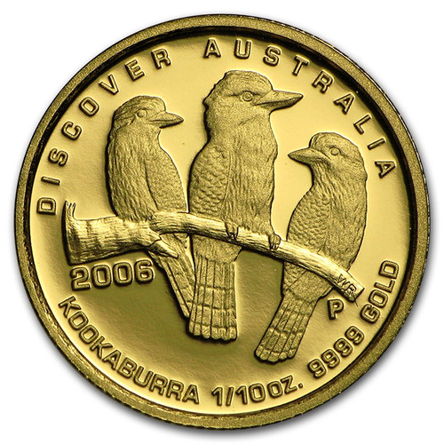 1/10 oz .9999 Fine Gold  - Perth Mint - 2006 Australia $15 Australia Kookaburra  - Kookaburras