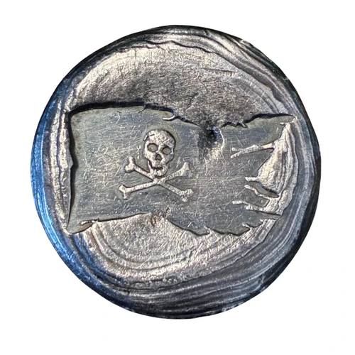 Skull and cross bone flag round