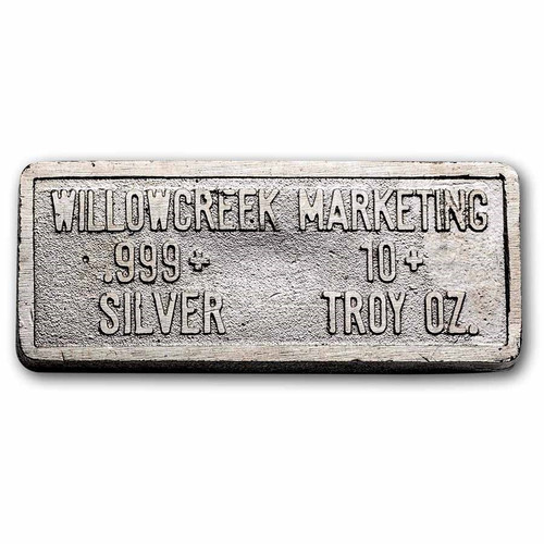 10 oz .999 Fine Silver Bar - Vintage Willowcreek Marketing (Rare)