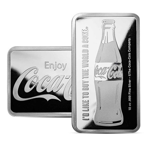 10 oz .999 Fine Silver Bar - Coca-Cola Silver Bar (Secondary Market)
