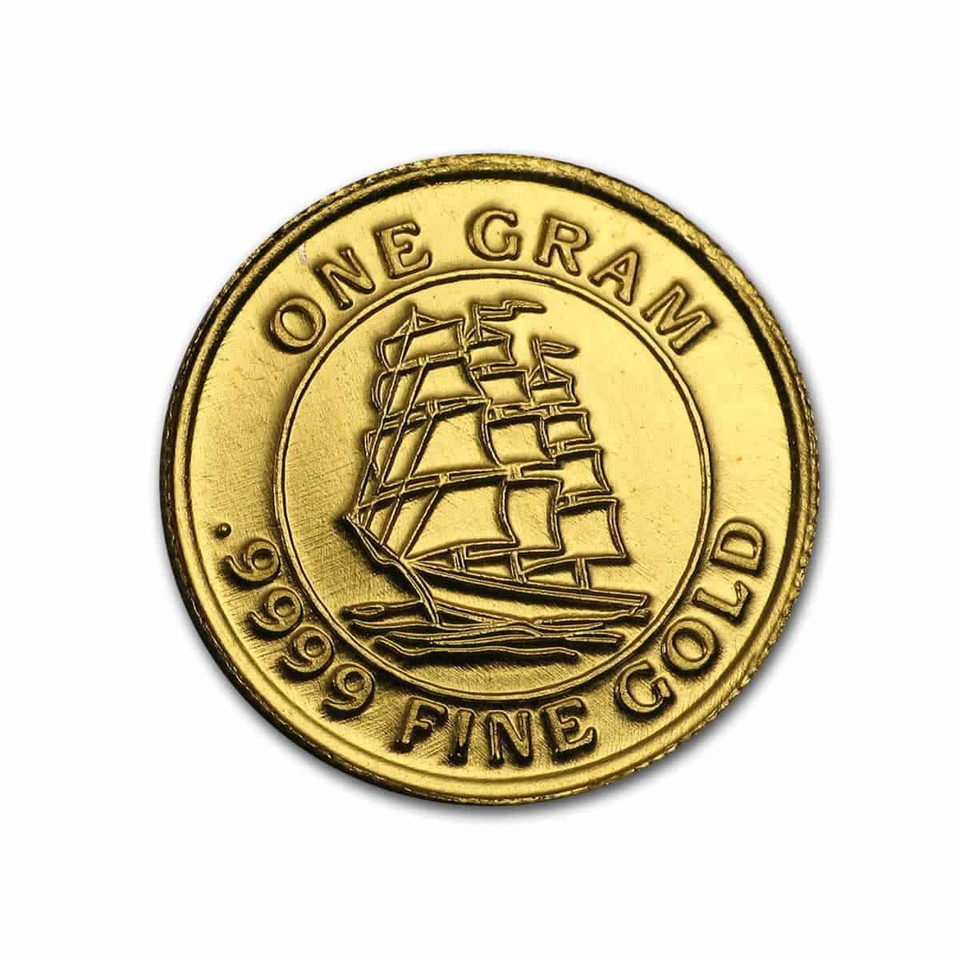 1 Gram .9999 Fine Gold Round Monarch Tall Ship (Sealed in Capsule