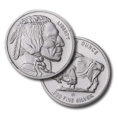 1 oz .999 Fine Silver Round - Buffalo/Indian Head - Monarch