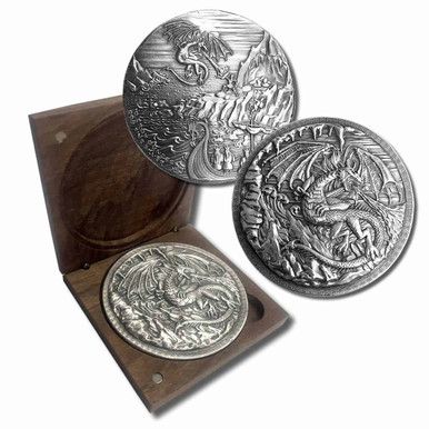10 oz .999 Fine Silver - Dragon vs Vikings Ultra High Relief