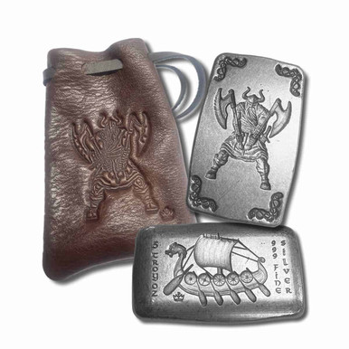 希少 ozwrt gold silver set 5 oz .999 Fine Silver Bar - Monarch Viking Warrior with