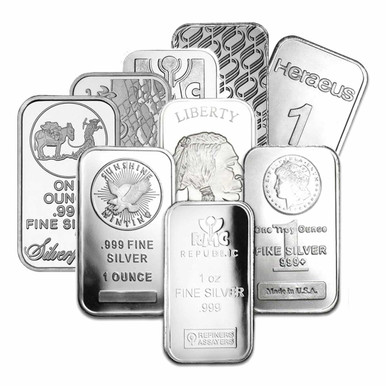 1 oz .999 Fine Silver - Mixed Bars (Secondary Market)