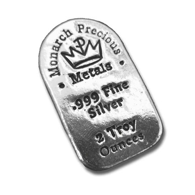 2 oz .999 Fine Silver Bar - Monarch Poured Original Tombstone