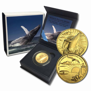 1 oz .9999 Fine Gold - Humpback Whale Ultra High Relief with Gift