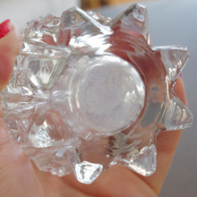 Geometric flower shaped glass perfume bottle.  Vintage EAPG.  Made in America.