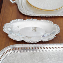 Ornate vintage oval silver dish made by Wallace Silversmiths in the USA