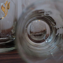 Libbey’s circle “L” mark on the base confirms this authentic 1950s glass with a rare fantasy motif.