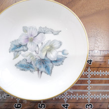 Vintage Royal Worcester fine bone china dish with floral design in the Woodland pattern.