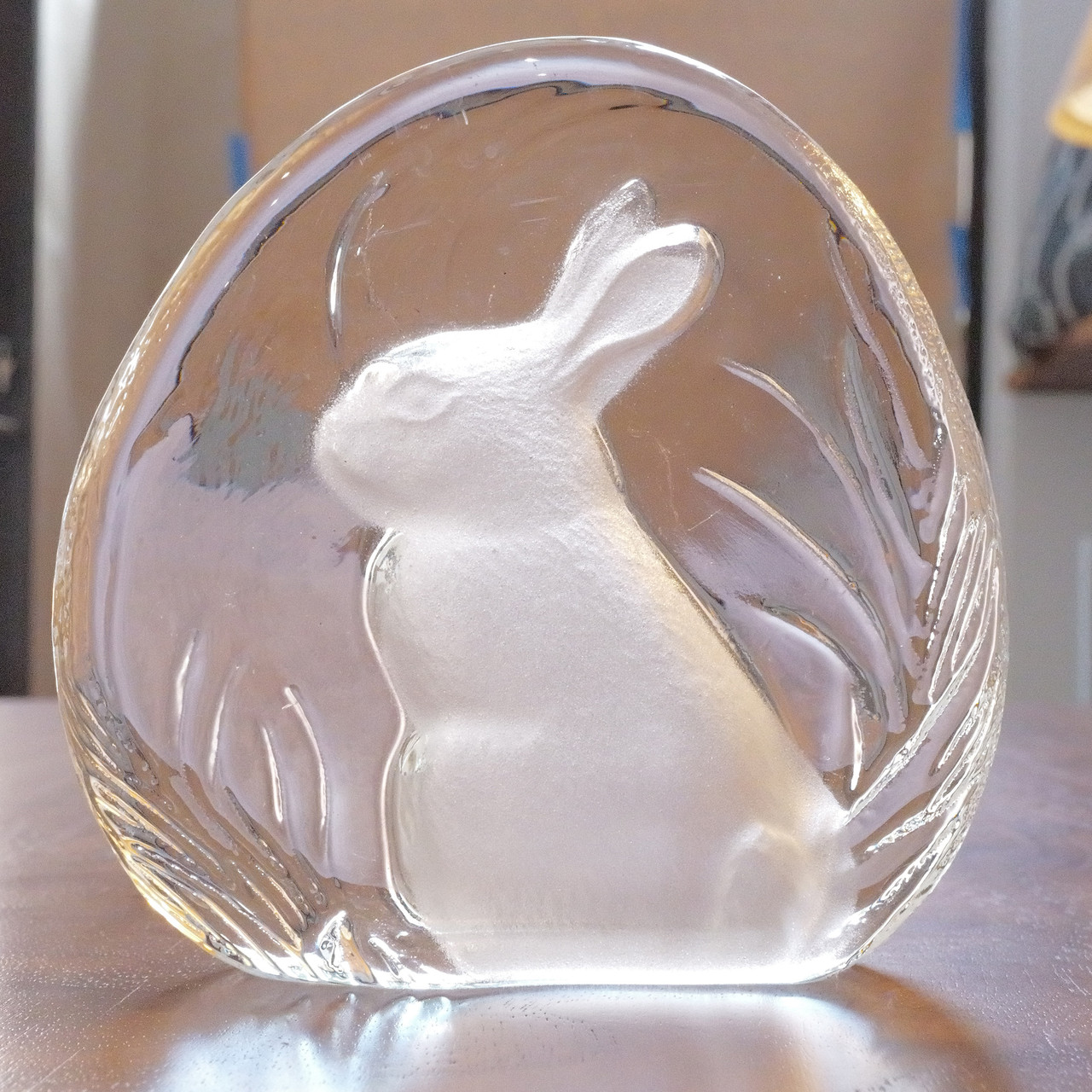 Vintage Zajecar Yugoslavia crystal bunny paperweight.