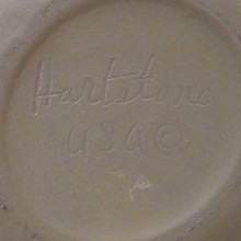 Ceramic water pitcher signed by maker Hartstone.  Made in the USA.