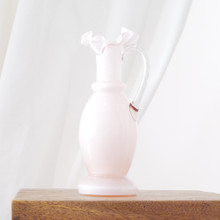 Fenton rose pitcher for Weil Glass.  Timeless pastel glass.  Gentle milky pink finish.