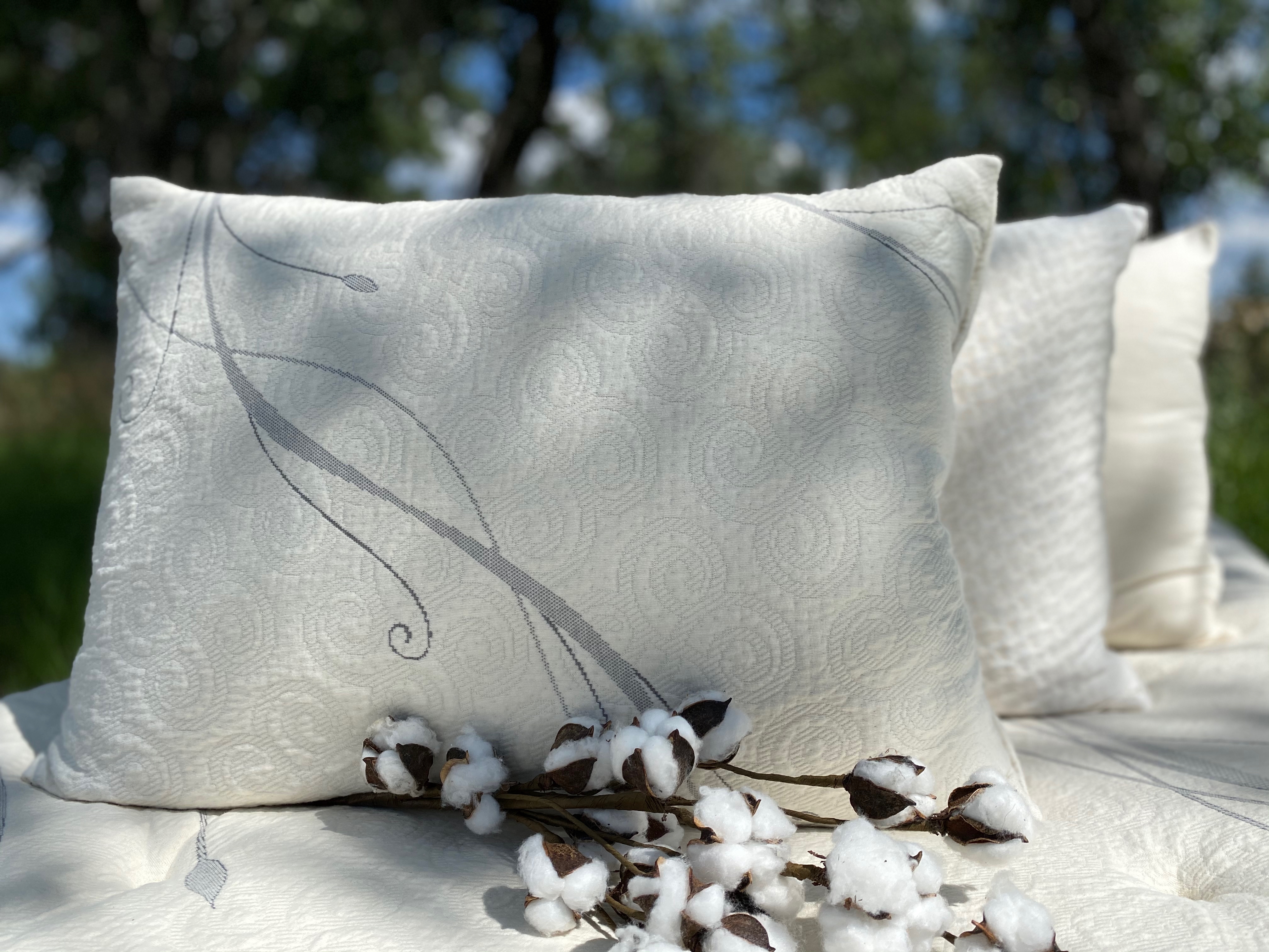 Wool Pillow filled with woolly clusters and an organic cotton