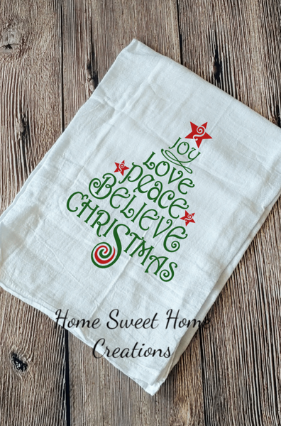 Tea Towel- Joy Christmas Tree