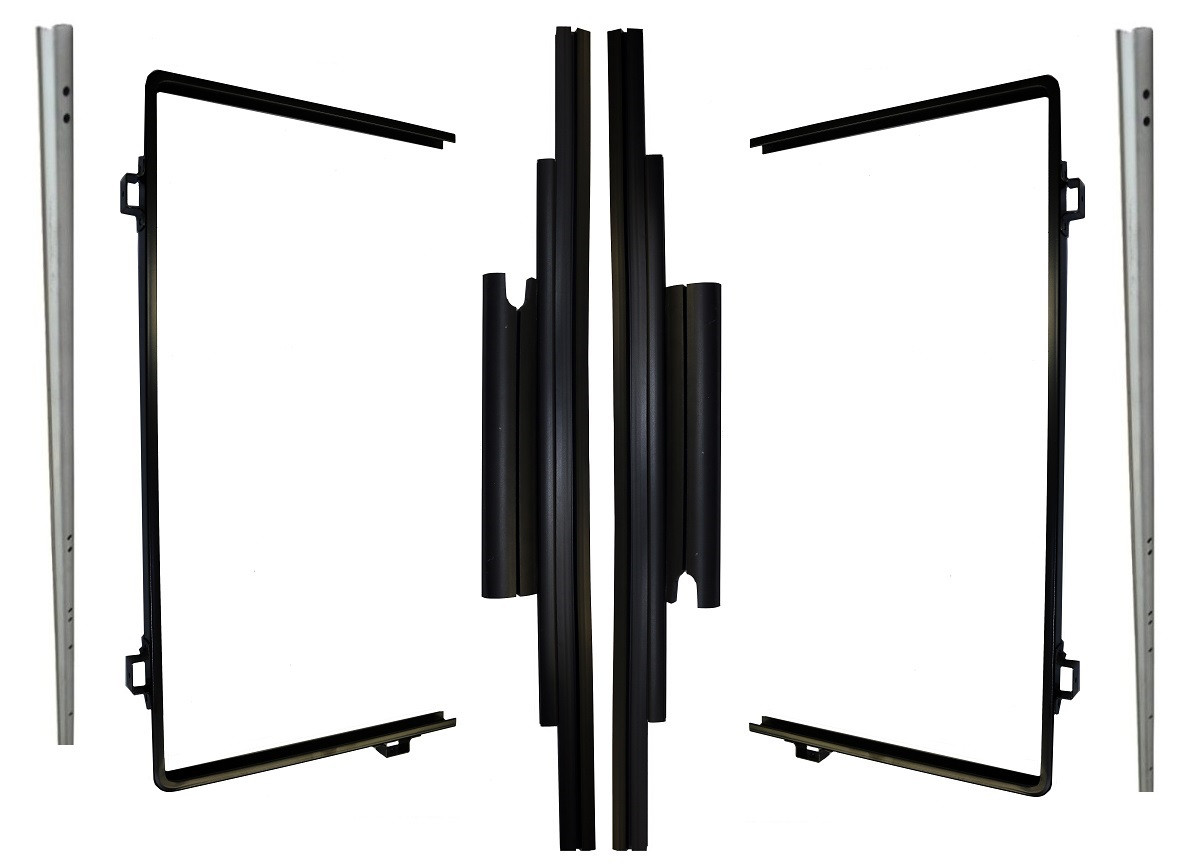 Rear Door Divison Glass Frame & Weatherstrip Kit w/ Hardware Set GW 1968-1991