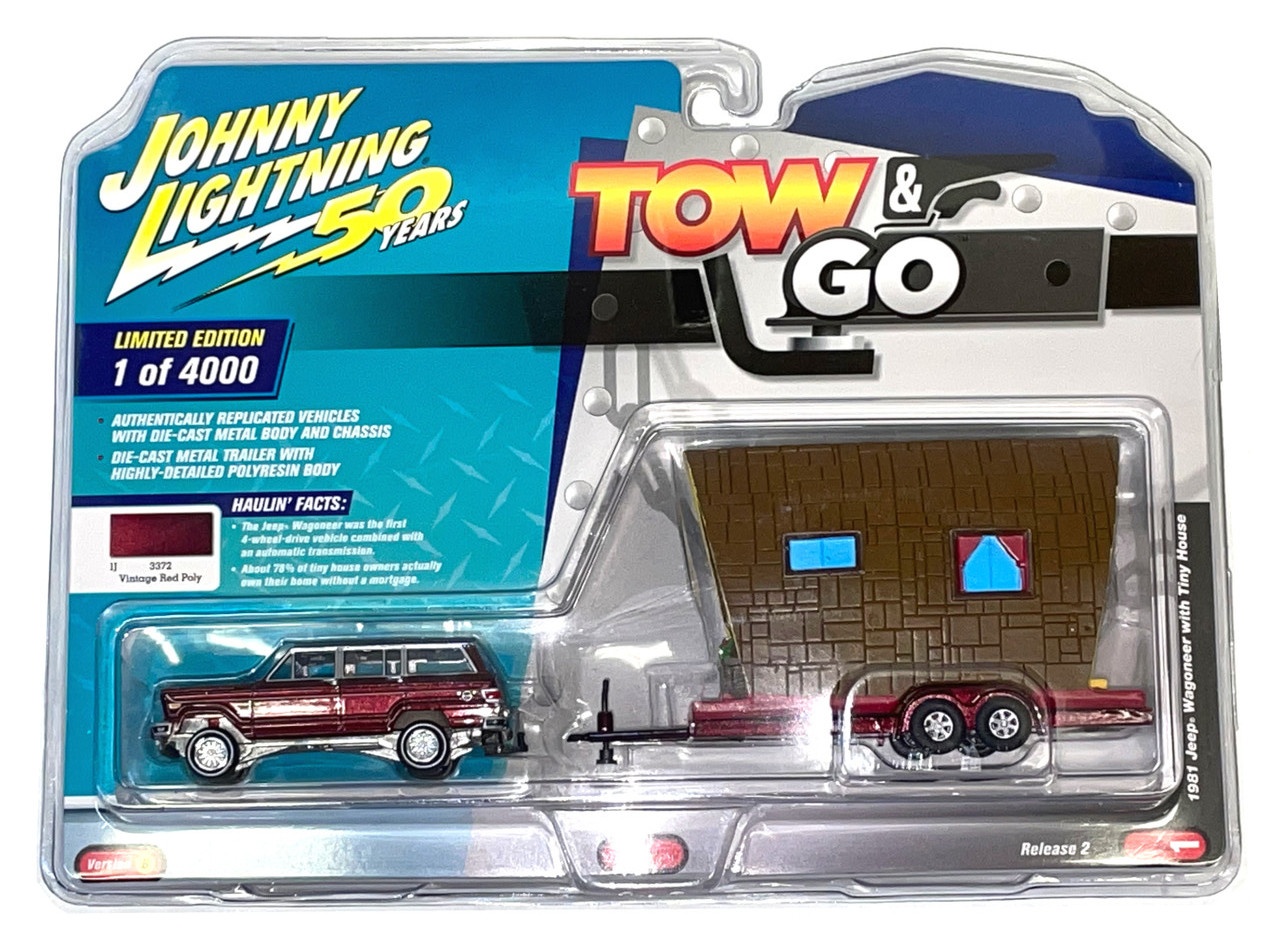 Johhny Lightning 1981 Red Wagoneer W/Tiny House Tow & Go Series