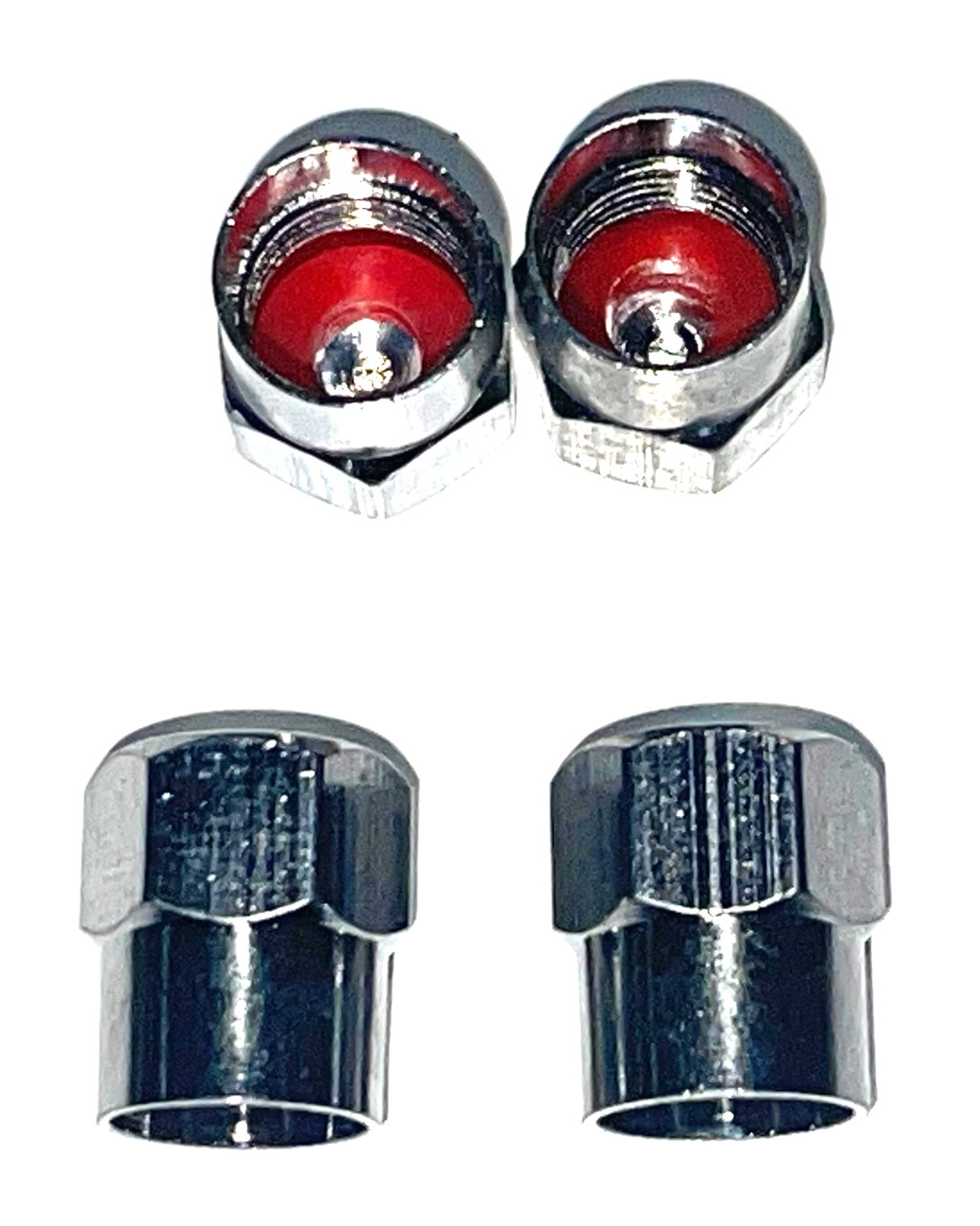 Black Jack Tire Brand 4-Piece Chrome Hexagon Valve Stem Cap Set