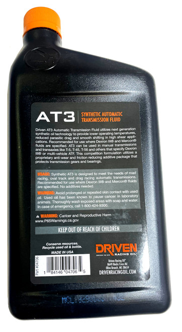 Driven Racing AT3 Synthetic Automatic Transmission Fluid Quart Bottle