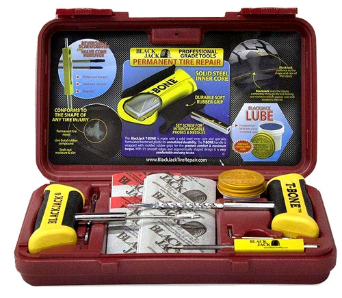 Black Jack Tire Heavy Duty Tire Repair Kit Yellow Case