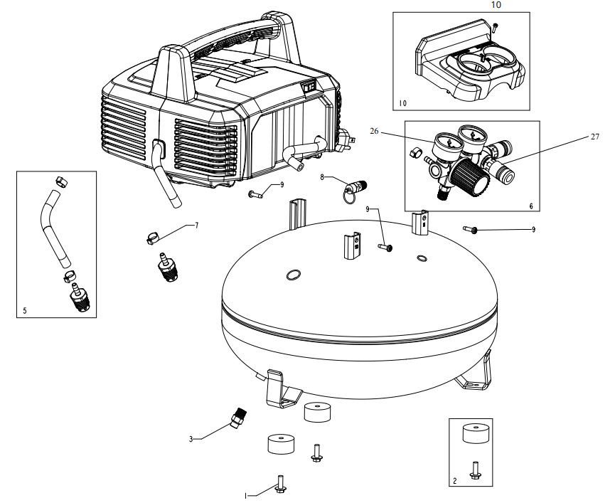 BOSTITCH PANCAKE COMPRESSOR  6G 150PSI PAN EHP BT