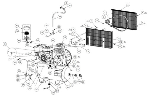 IND AIR, 13 HP HONDA/GNE 30 GAL HZ, HB75