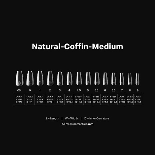 Gel-X Natural COFFIN MEDIUM Tips (600 pcs/box)