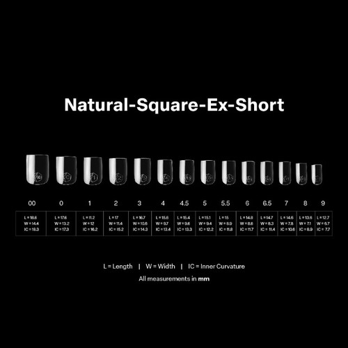 Gel-X Natural SQUARE EXTRA SHORT Tips (600 pcs/box)