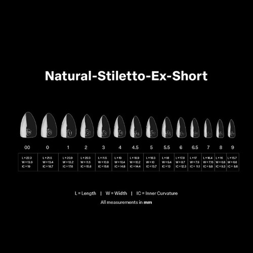 Gel-X Natural STILETTO EXTRA SHORT Tips (600 pcs/box)