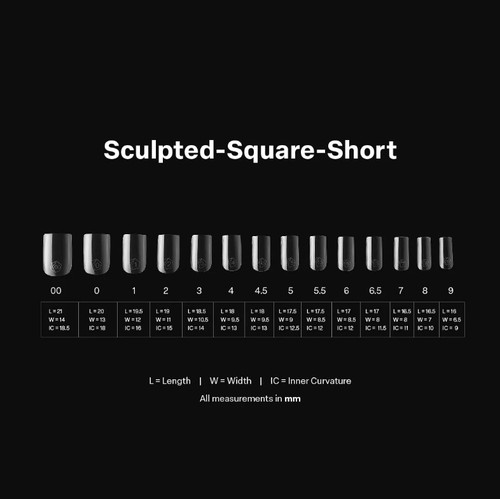 Gel-X Sculpted SQUARE SHORT Tips (600 pcs/box)