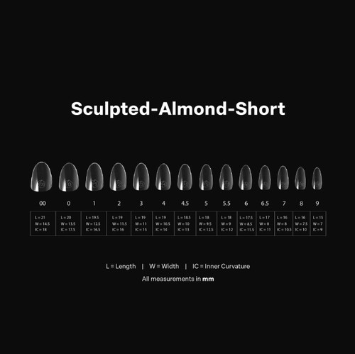 Gel-X Sculpted ALMOND SHORT Tips (600 pcs/box)