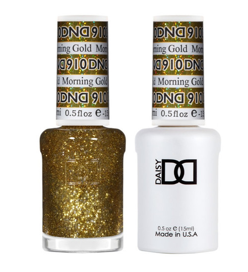 DND SOAK OFF GEL POLISH DUO | SUPER GLITTER COLLECTION 2023 | Morning Gold 910 |