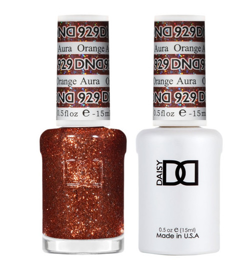 DND SOAK OFF GEL POLISH DUO | SUPER GLITTER COLLECTION 2023 | Orange Aura 929 |