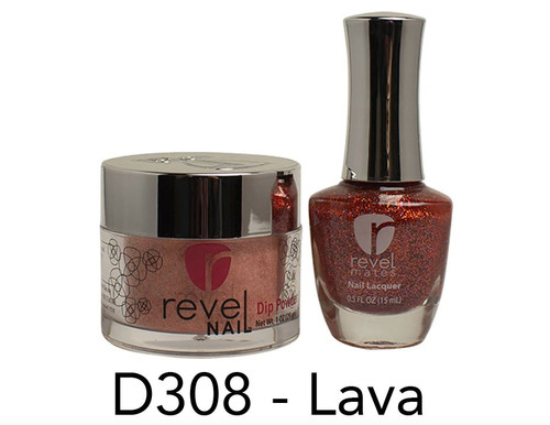 Revel Mates Matching Dip Powder 2 oz & Polish 0.5oz | D308 Lava 