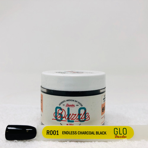 Dazzles GLO Dip Powder 2-oz | R001 Endless Charcoal Black