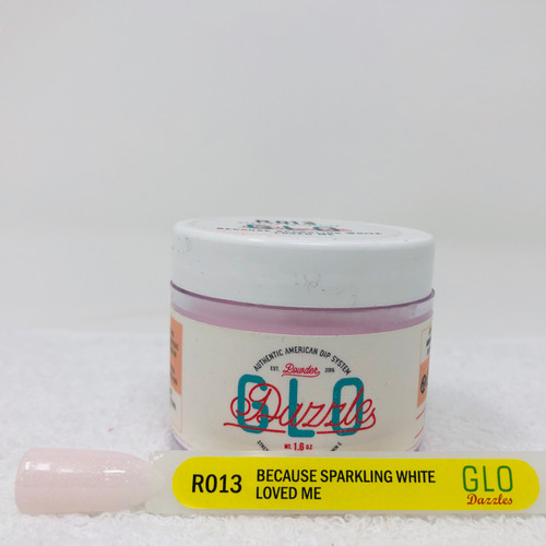 Dazzles GLO Dip Powder 2-oz | R013 Because Sparkling White Loved Me