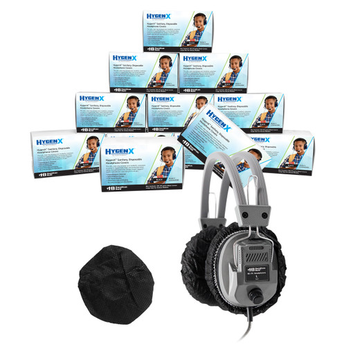 HygenX Disposable Sanitary Headphone/Headset Ear Cushion Covers (Deluxe 4.5") Master Carton of 600 Pairs – BLACK